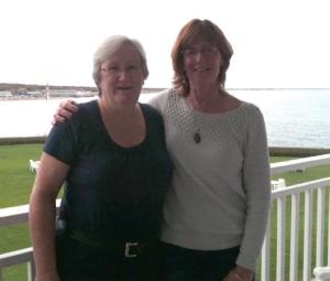 Leaders Alice Kinahan and Eileen enjoy a moment before the group arrives. 